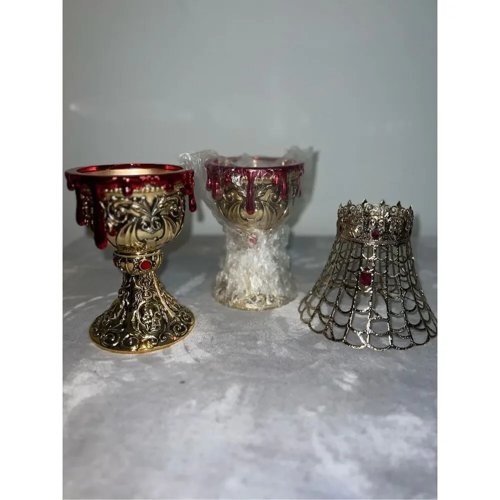 Lot of 3 Bath & Body Works Chalice Cup 3 Wick with Candle Holder 2023 Halloween
